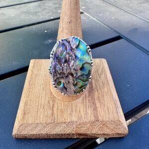 Abalone Silver Ring Size 10.5